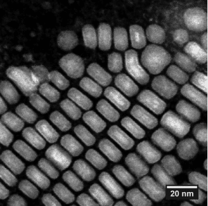 Imagem de nanopartículas com escala.
